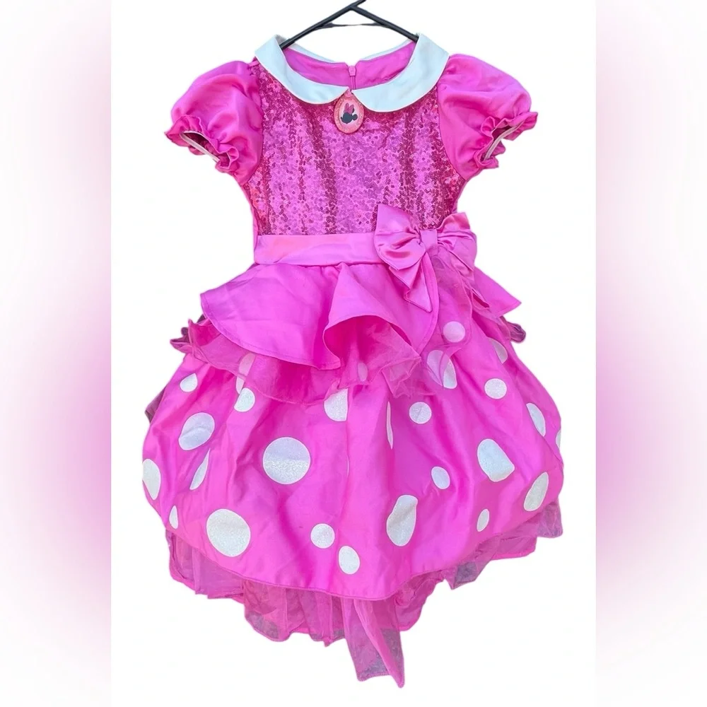 Hostess Pick ☄️ Glittery Pink Polka Dot Kids Disney Minnie Mouse Costume